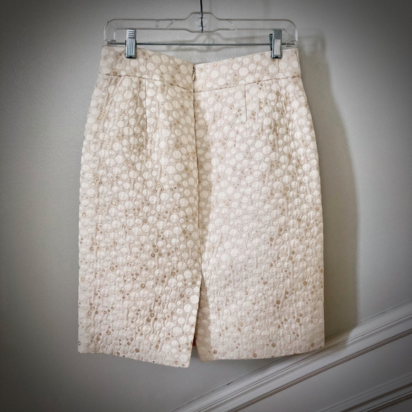 J. Crew Golden Bubbles Ivory Jacquard Pencil Skirt - Picture 3 of 6